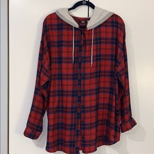 Flannel jacket with hood